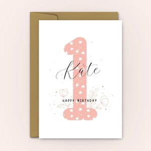 1st Birthday Card, Personalised 1st Birthday Card, for niece, for daughter, first Birthday Card for granddaughter, One Today, Custom Card