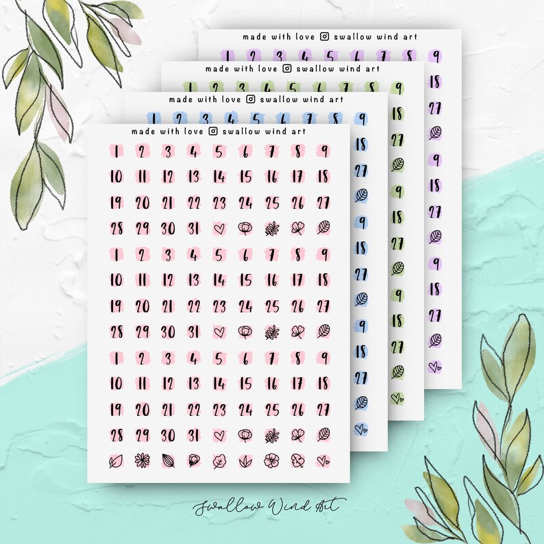 Date Dot Stickers Monthly Dates Stickers Mini Number Etsy Australia