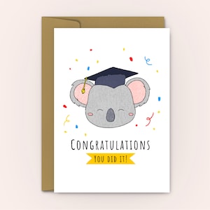 Personalised Congratulations Card | Koala Graduation Card | Congratulations You Did It | Congrats Card | Graduation Day Card | Add Message