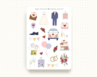 Wedding Scrapbook Stickers, Handmade Floral Journal Stickers