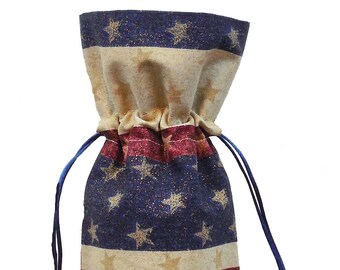 Wine Bottle Gift Bag - The Red White and Blue