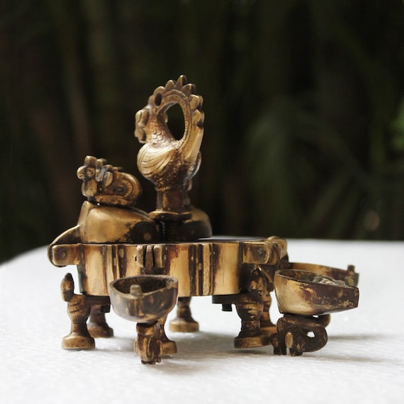 Brass Peacock Chopra Box - Early 20thC Brass Peacock Chopra Box - Early 20thC