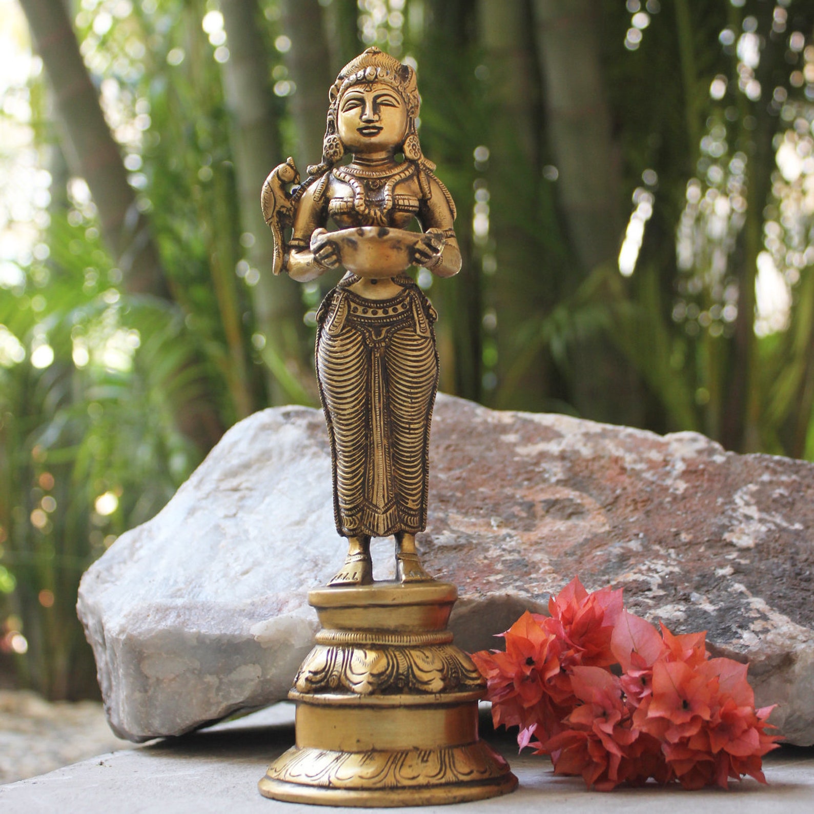 Vintage Sculpture Of Goddess Meenakshi Holding An Oil Lamp 26 Etsy