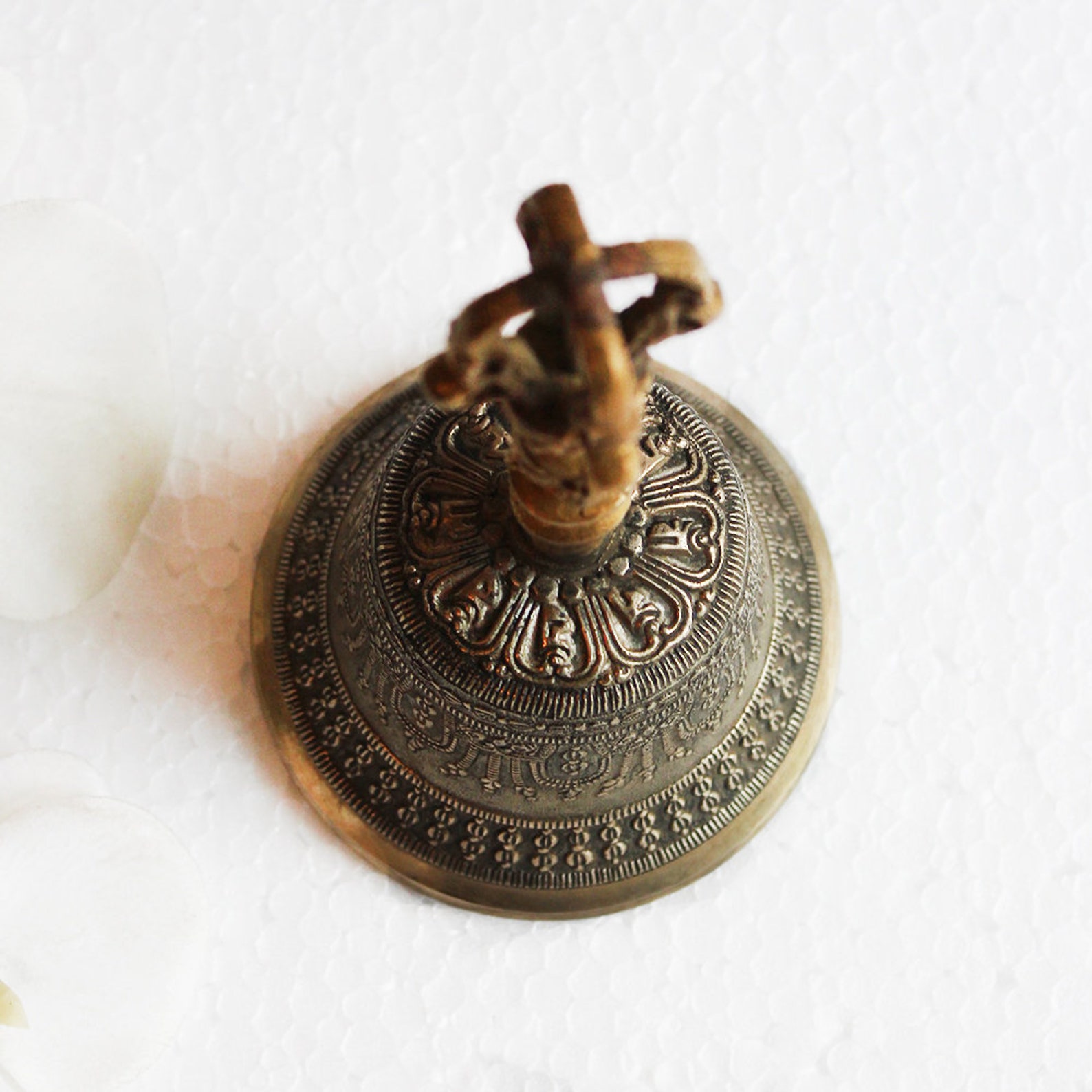 Cloche à Main En Laiton 11cm - Pour Rituels Bouddhistes, Taoïstes, Feng Shui Ou Décoration Vintage