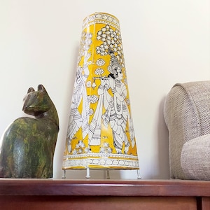 Radiant Flower Kalamkari Handpainted Wall Mount Leather Lamp -5.5 Inch main image 0