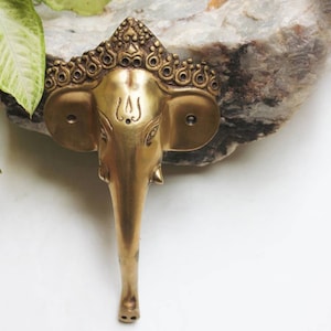 Elephant Head & Trunk Door Handle Handcrafted In Brass - Length 24 cm x Width 13 cm, Door Decor, Home Decor, Handcrafted Brass Door Pull