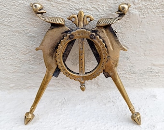 Vintage Brass Nut Cutter With Twin Peacocks. Length 17 cm