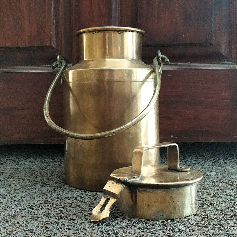 Vintage Old Fashioned Brass Milk Pail Ht 27 Cm X Dia 14 Cm Etsy