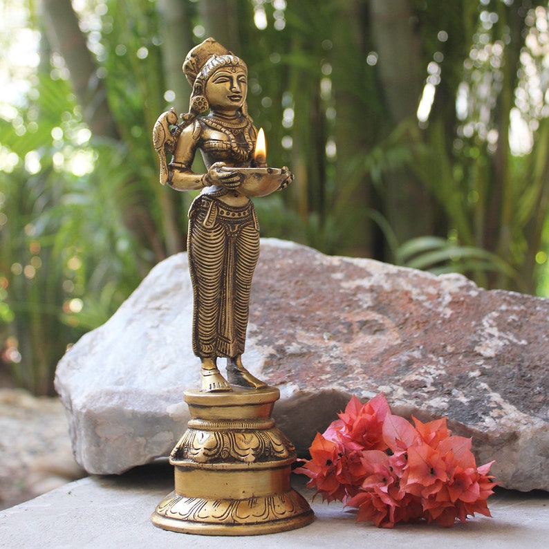 Vintage Sculpture Of Goddess Meenakshi Holding An Oil Lamp 26 Etsy