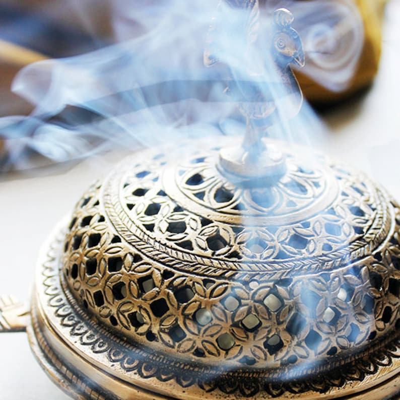 Brass Incense Holder Indian Incense Burner Jaali Dhoop Box Etsy