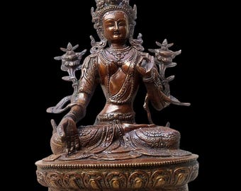 Brass Tara Statue, Goddess of Compassion, Religious Home Decor (32 cm)
