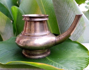 Vintage Brass Kindi, Hindu Holy Water Vessel, Religious Home Decor