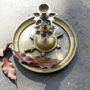 Magnificent Vintage Brass 3 Tier Arti | Prayer Lamp With Turtle & 12 Diyas, Ht 19 cm x  Dia 20 cm, Heritage Brass Lamp, Religious Home Decor