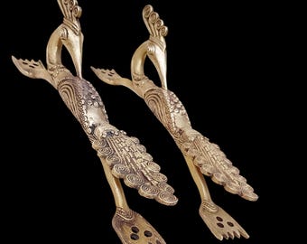 Brass Peacock Door Handles – Handcrafted Indian Decor, 31cm