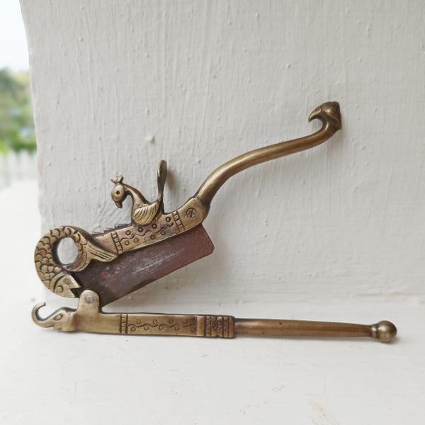 Vintage Handcrafted Brass Nut Cutter, Peacock, Elephant & Fish Design