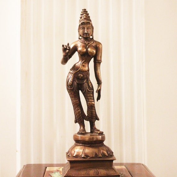 Divine Brass Sculpture of Parvati Indian Goddess of Fertility