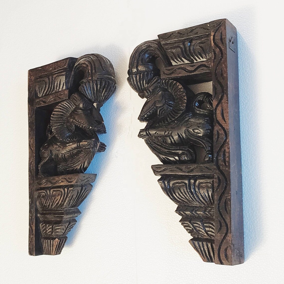 Majestic Pair of Wooden Wall Brackets Depicting The Mythical Etsy
