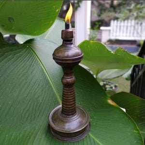 Vintage Brass Oil & Wick Lamp, Height 28 cm x Dia 11.5 cm, Traditional Kerala Lamp, Mid Century Kerosene Lamp, Prayer Or Pooja Room Decor