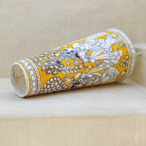 Radiant Flower Kalamkari Handpainted Wall Mount Leather Lamp -5.5 Inch