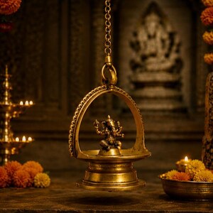 Magnificent Brass Lamp Of Lord Ganesha, Length 93 cm, Religious Home Decor image 5