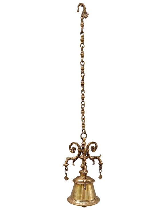 Artvarko Ghanti in ottone da appendere con catena per la decorazione della casa del tempio Pooja Room Mandir catena Ganti 50,8 cm di lunghezza in