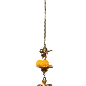 Vintage Brass 2 Tier Ganesh Lamp With 9 Diyas, Length 77 cm, Religious Decor, Divine Brass Lamp, God Of Wisdom, Hindu Deity, Hindu Mythology