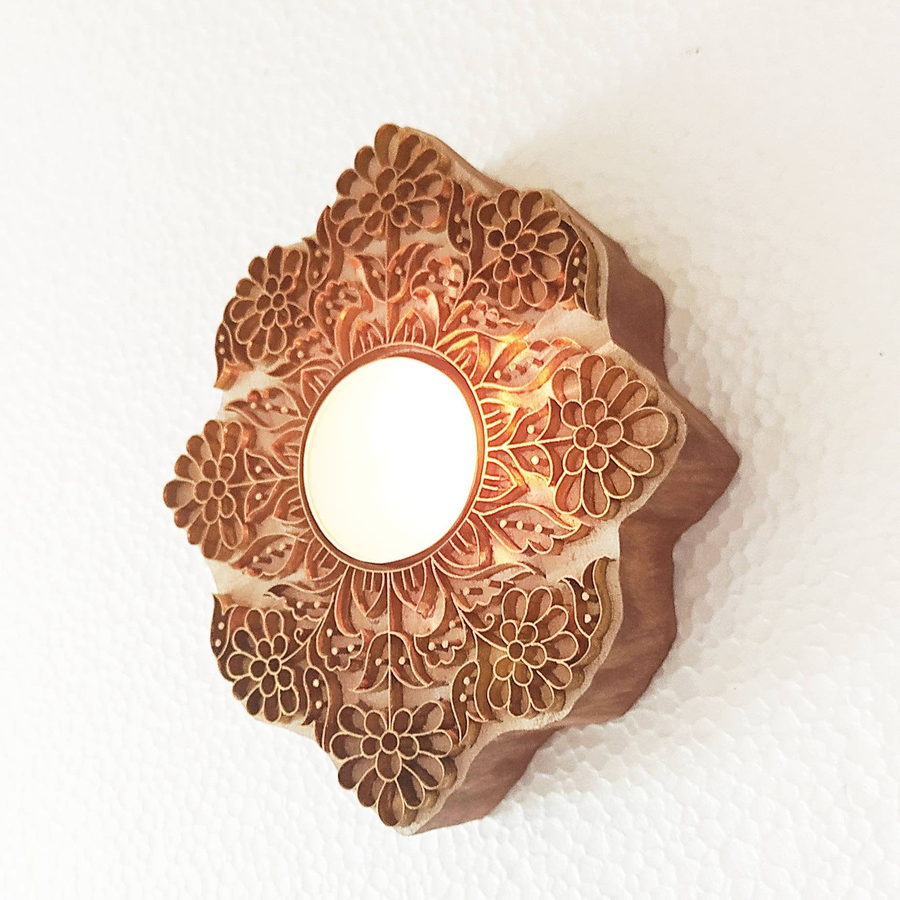 Exquisite Wooden Tea Light Holder Handcrafted With Brass Etsy