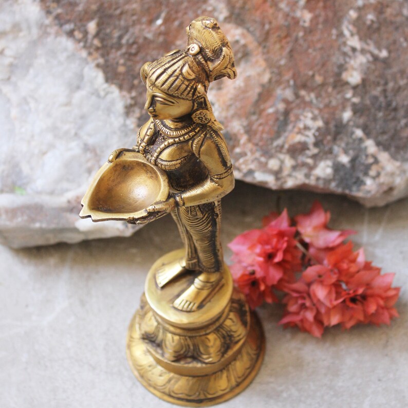 Vintage Sculpture Of Goddess Meenakshi Holding An Oil Lamp 26 Etsy