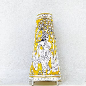 Radiant Flower Kalamkari Handpainted Wall Mount Leather Lamp -5.5 Inch main image 1