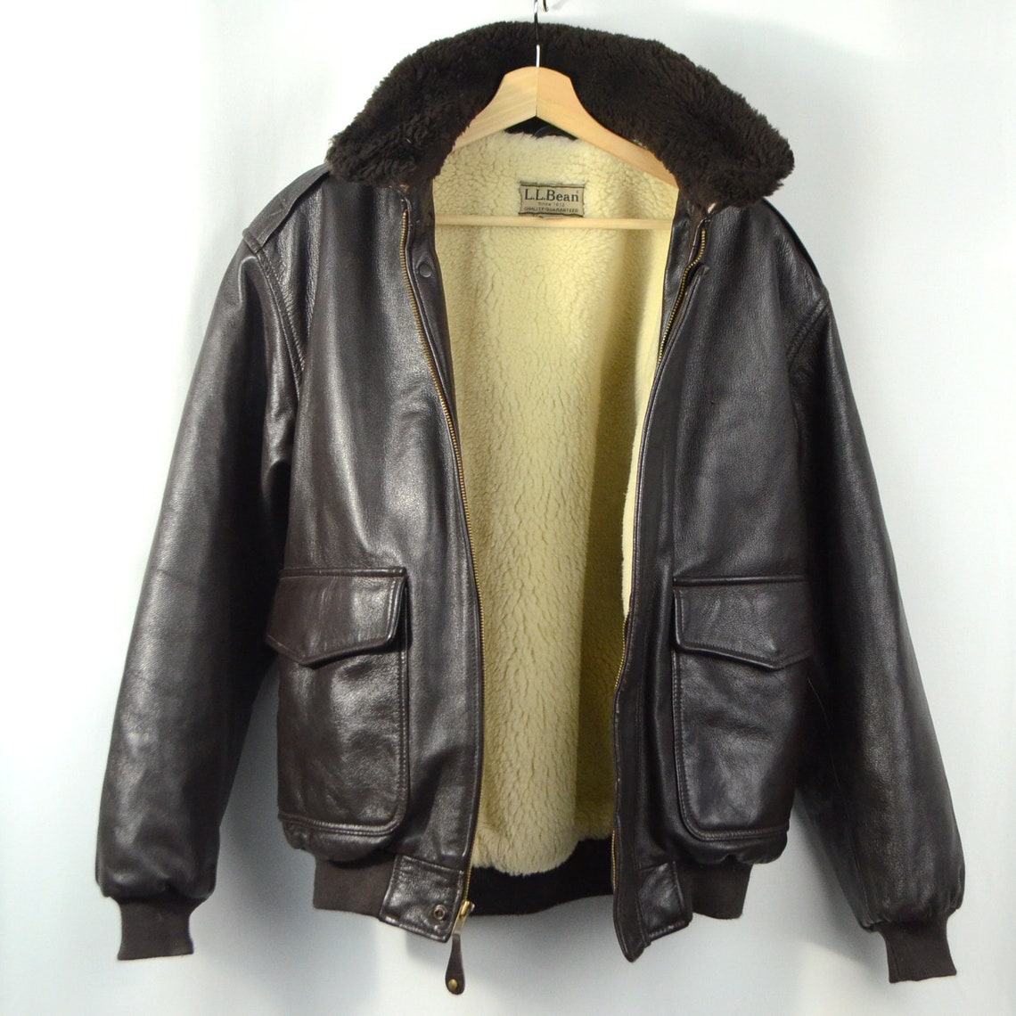 Vintage LL Bean Flying Tiger Bomber Jacket Goatskin Leather Etsy