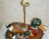 60s Hand Carved Wooden Mallard Duck Lamp Decoy Rustic Cabin Man Cave 1960s Retro Decor Mid Century Mod Duck Hunter