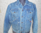 70s Denim Big Smith Blue Jean Jacket Distressed Grunge Hipster 1970s Rockabilly Bohemian Boho Trucker Rocker Western Unisex Killer Rad