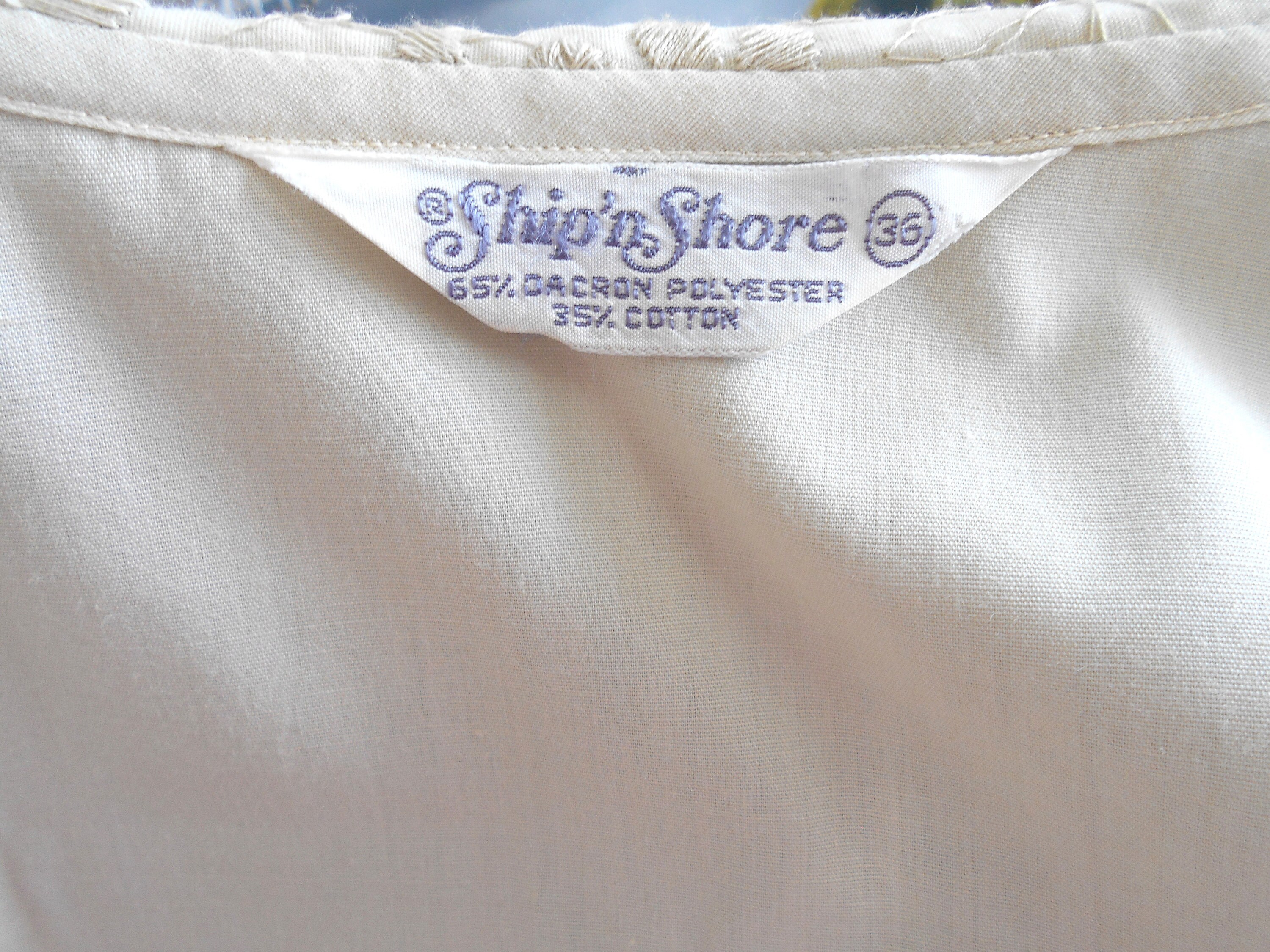 Vintage 70s Embroidered Floral Blouse Biege Shirt Ship N Shore | Etsy