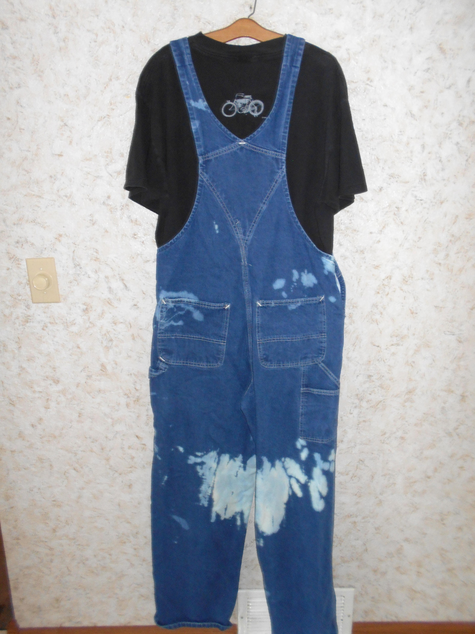 Bleach Stained Grunge Overalls Blue Denim Boho Bibs Festival Etsy