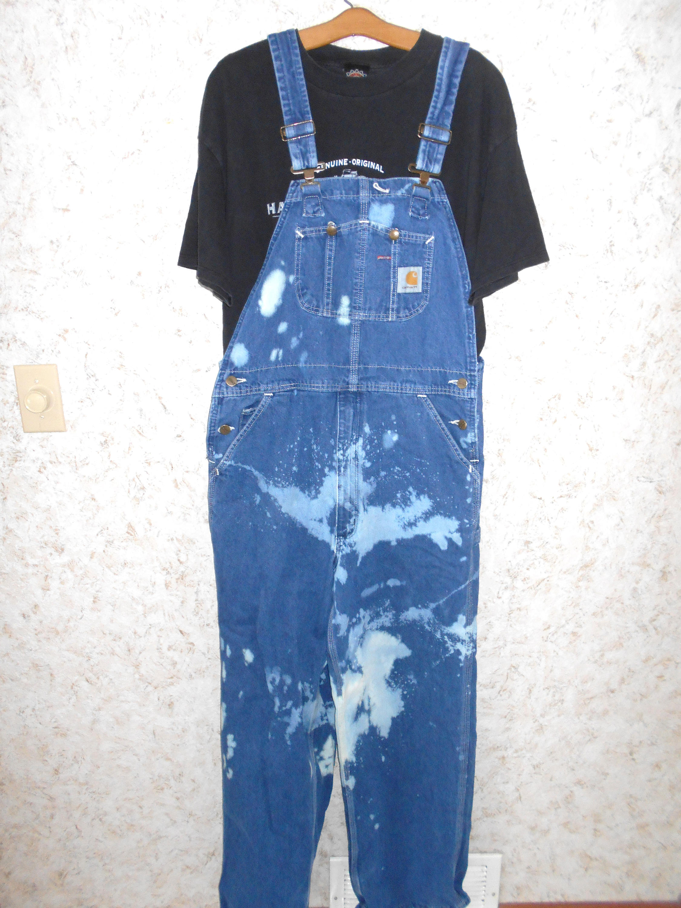 Bleach Stained Grunge Overalls Blue Denim Boho Bibs Festival Etsy