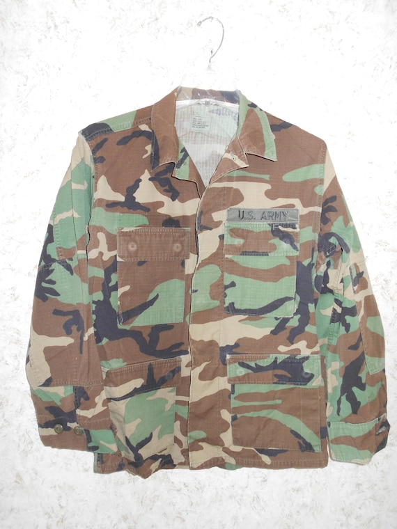 90s Boho Army Issue Military Camo Patched Hunting Jacket Coat Boho Chic Retro 1990s Grunge Oversized Unisex Womens Mens Small