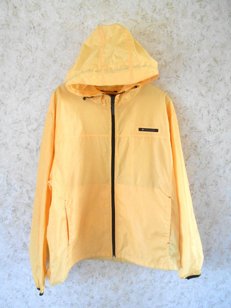 Vintage Tommy Hilfiger Yellow Windbreaker Jacket Hooded | Etsy
