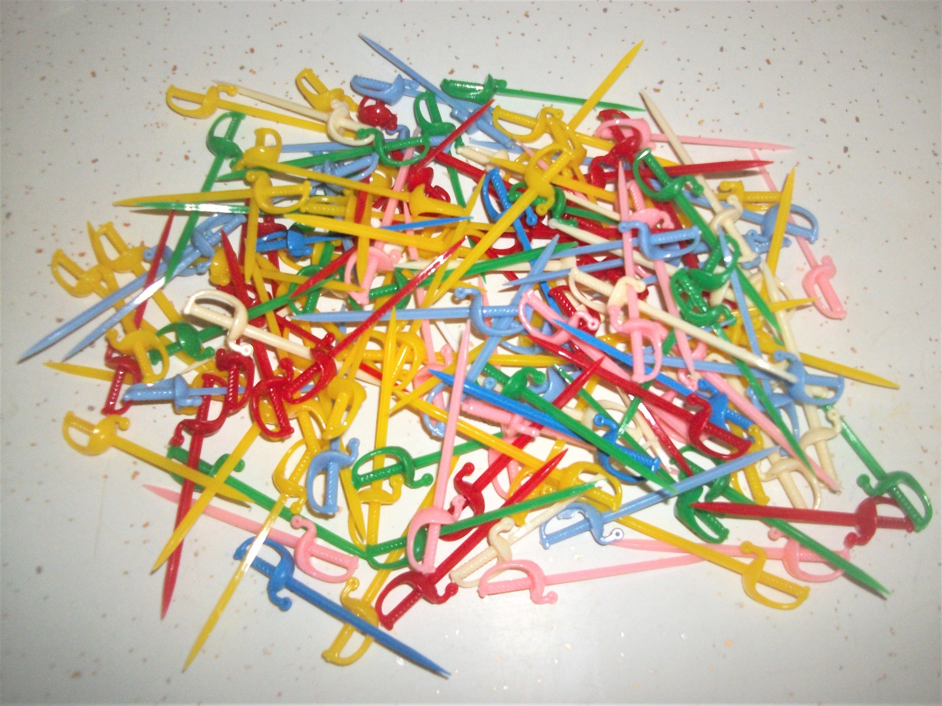 Vintage 70s Rainbow Color Plastic Sword Picks 12 Toothpicks Etsy