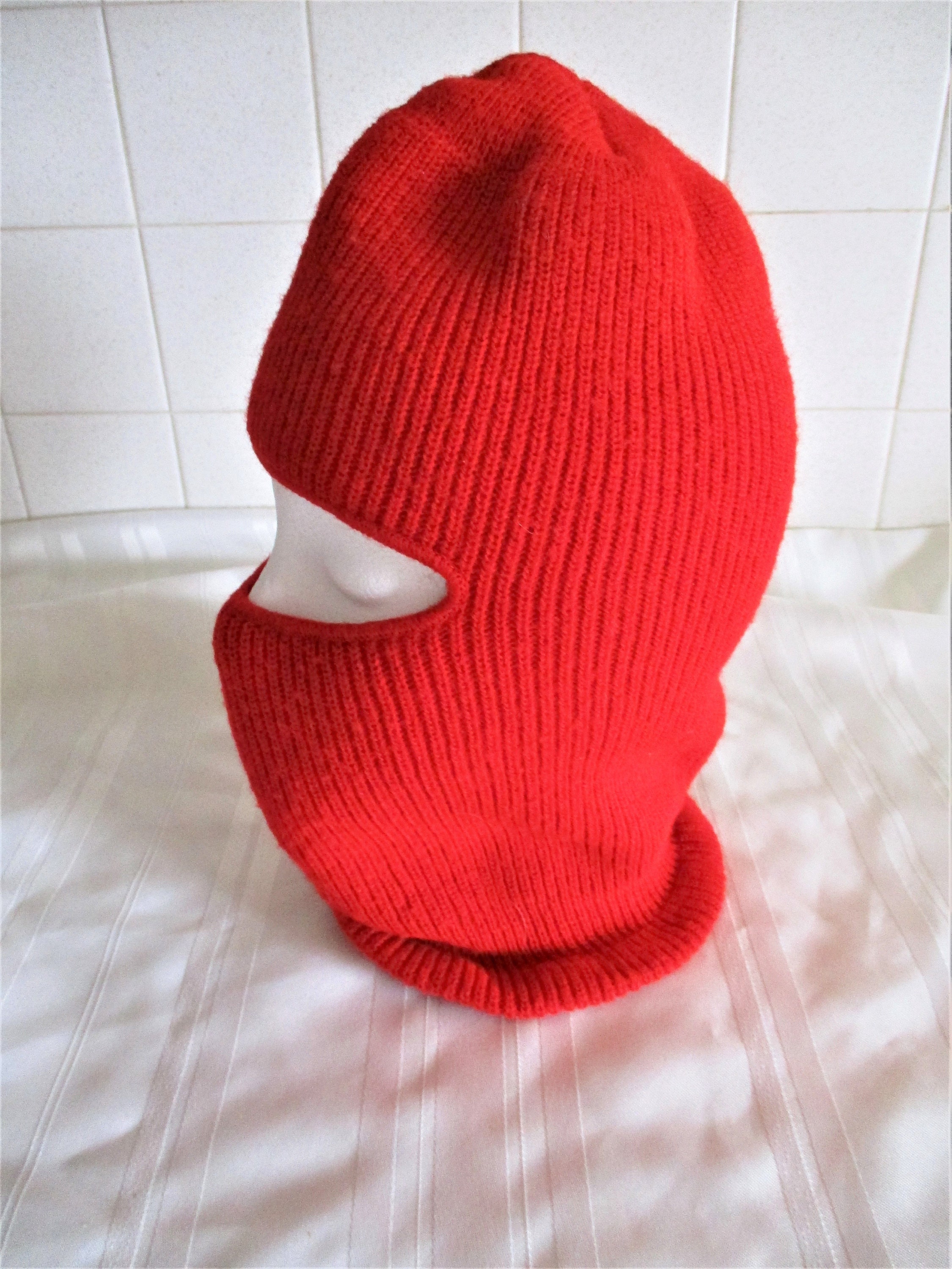 70s Red Knit Ski Mask Scary Creepy Bank Robber Snow Ski Mask Etsy