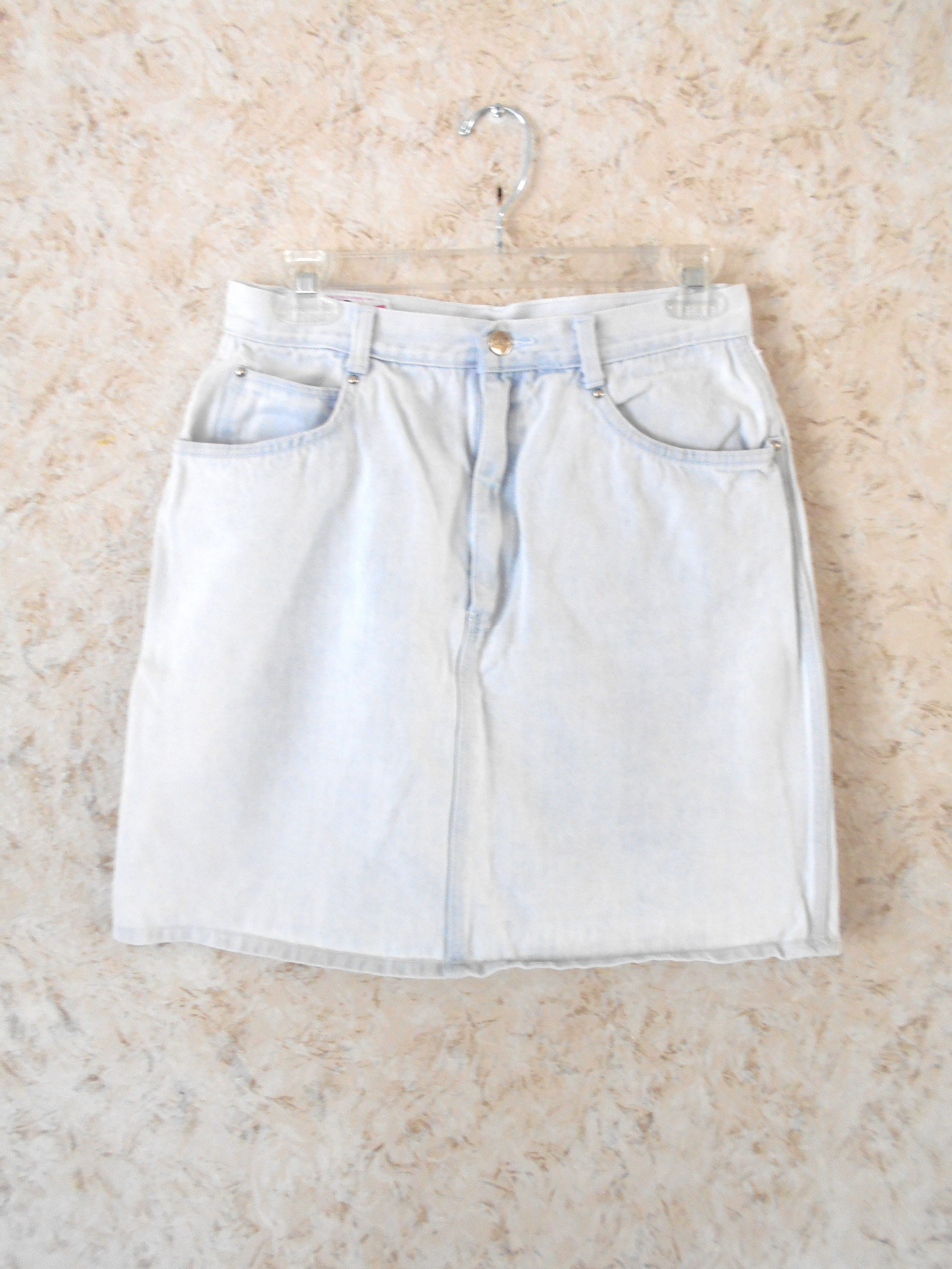 80s Deb Denim Jean Mini Skirt High Waist Light Wash Boho Blue | Etsy