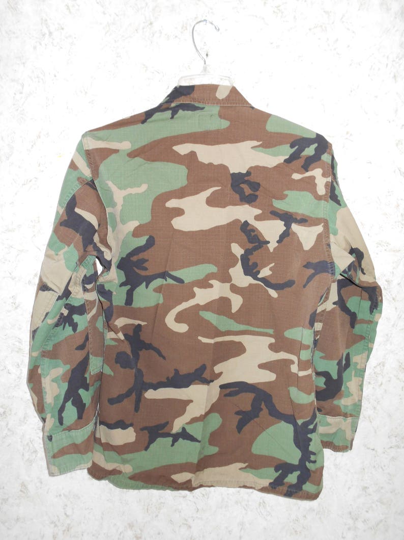 90s Boho Army Issue Military Camo Patched Hunting Jacket Coat Boho Chic Retro 1990s Grunge Oversized Unisex Womens Mens Small