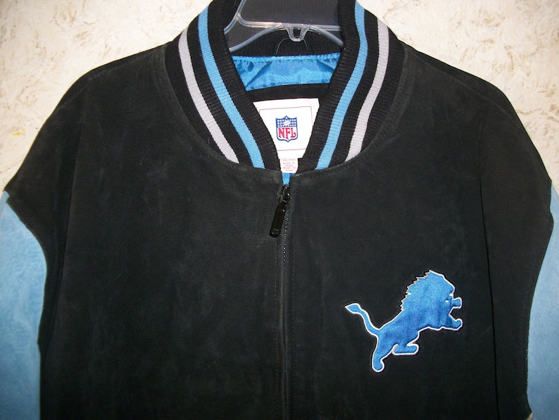 Vintage Detroit Lions Suede Leather NFL Jacket Quilted Lining | Etsy