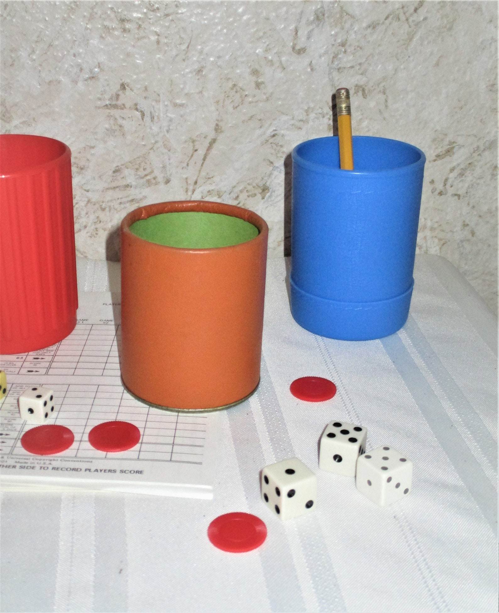 Vintage Yahtzee Dice Cups Plastic Paper YOUR CHOICE Red Blue Etsy