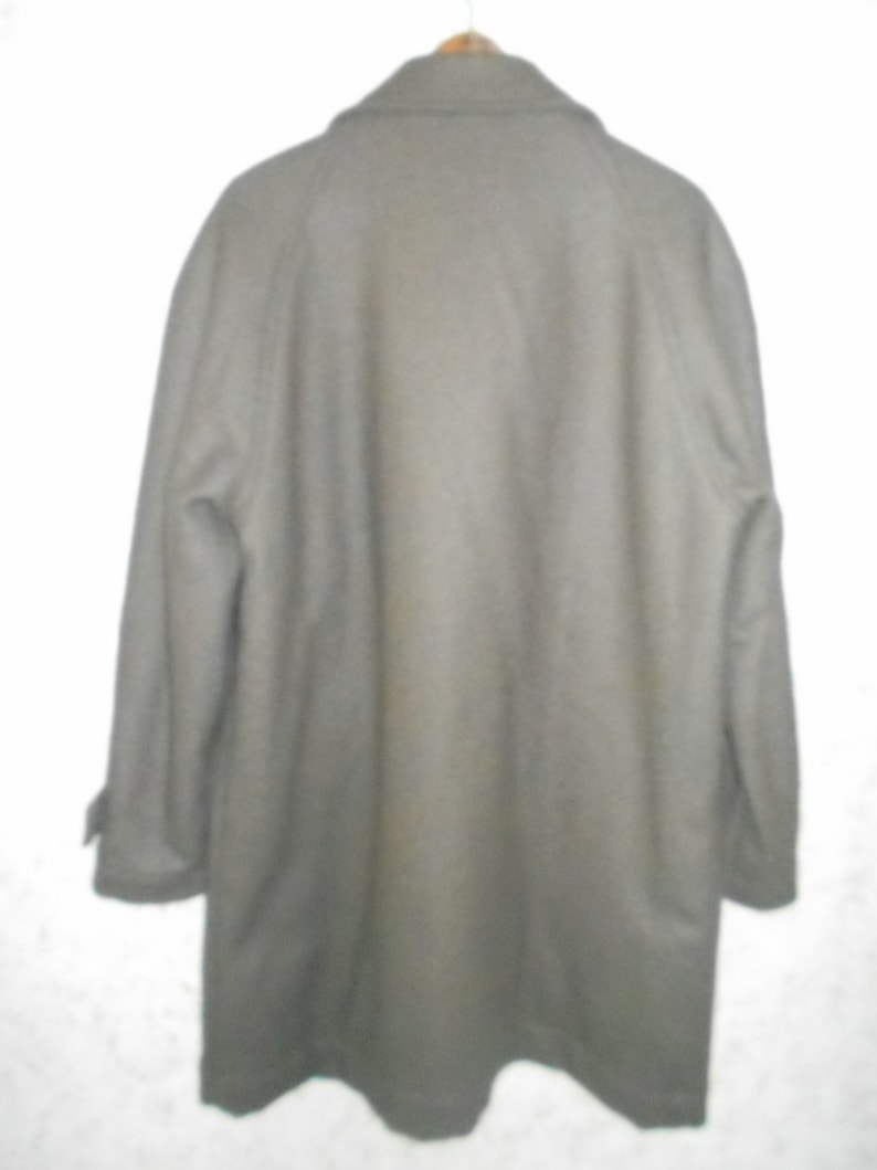 Vintage Pendleton Wool Long Overcoat Business Coat Army Green Olive Dinner Winter Cold Thinsulate Lined Retro Classic Made USA Mens Size 42