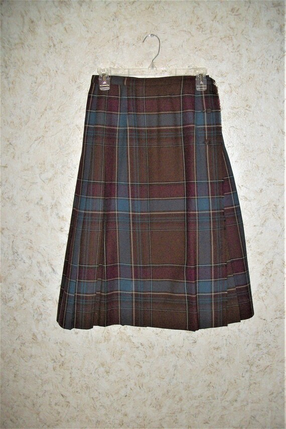 Vintage 70s Tartan Plaid Wool Skirt CANADA Aljean