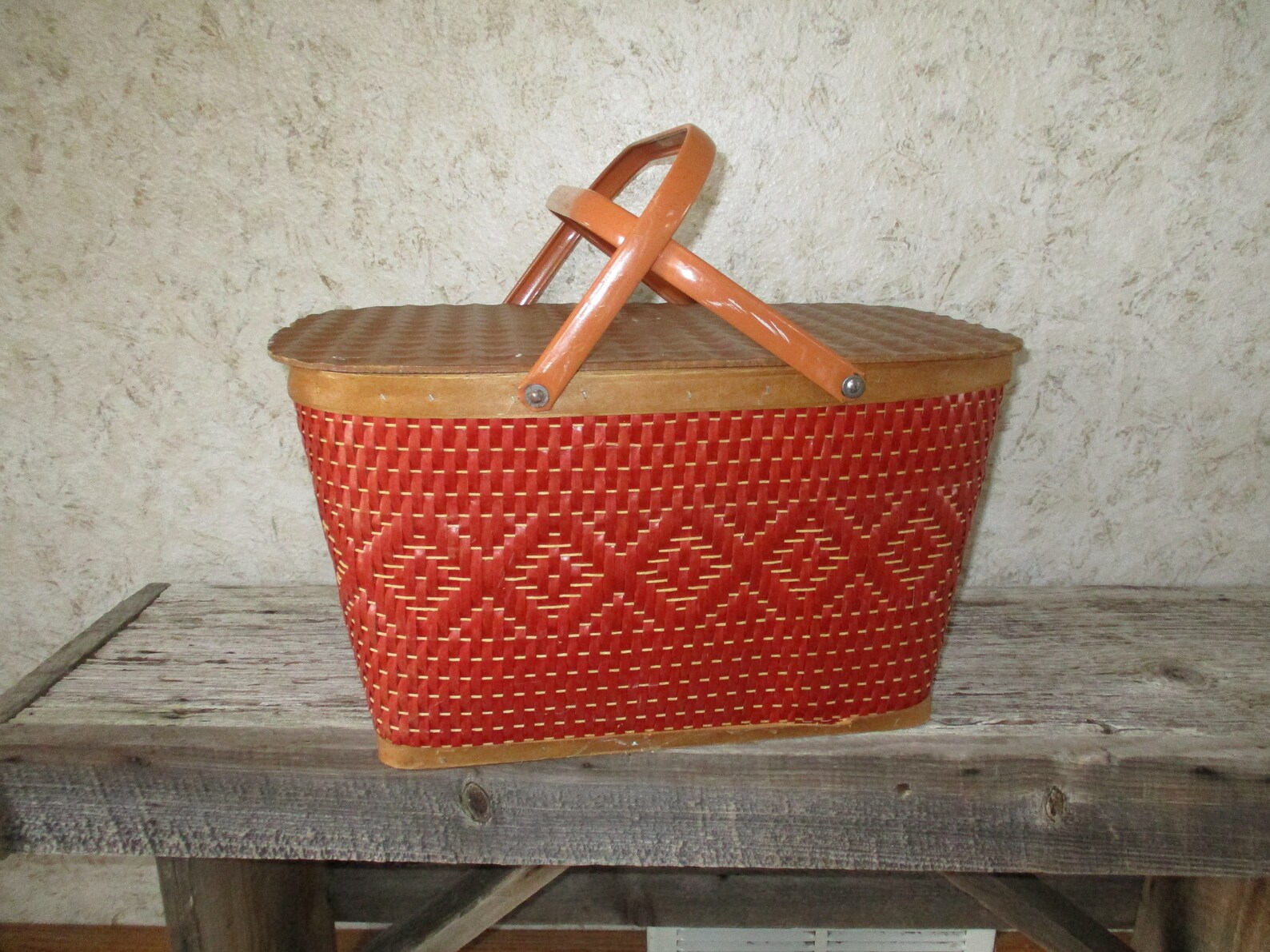 1960s Redman Woven Picnic Basket Rustic Farmhouse Decor Etsy