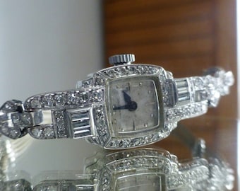 Vintage Diamond Ladies Wrist Watch by Hamilton Watch Co., Platinum ...
