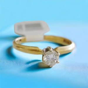 Round Cut Prong Set Diamond Solitaire Engagement Ring Ladies Vintage 14K Yellow Gold