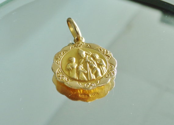 Vintage 18K Gold Memory of Confirmation Medal Ric… - image 2