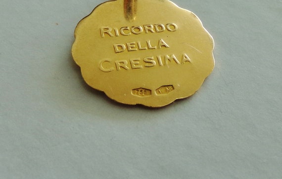 Vintage 18K Gold Memory of Confirmation Medal Ric… - image 6